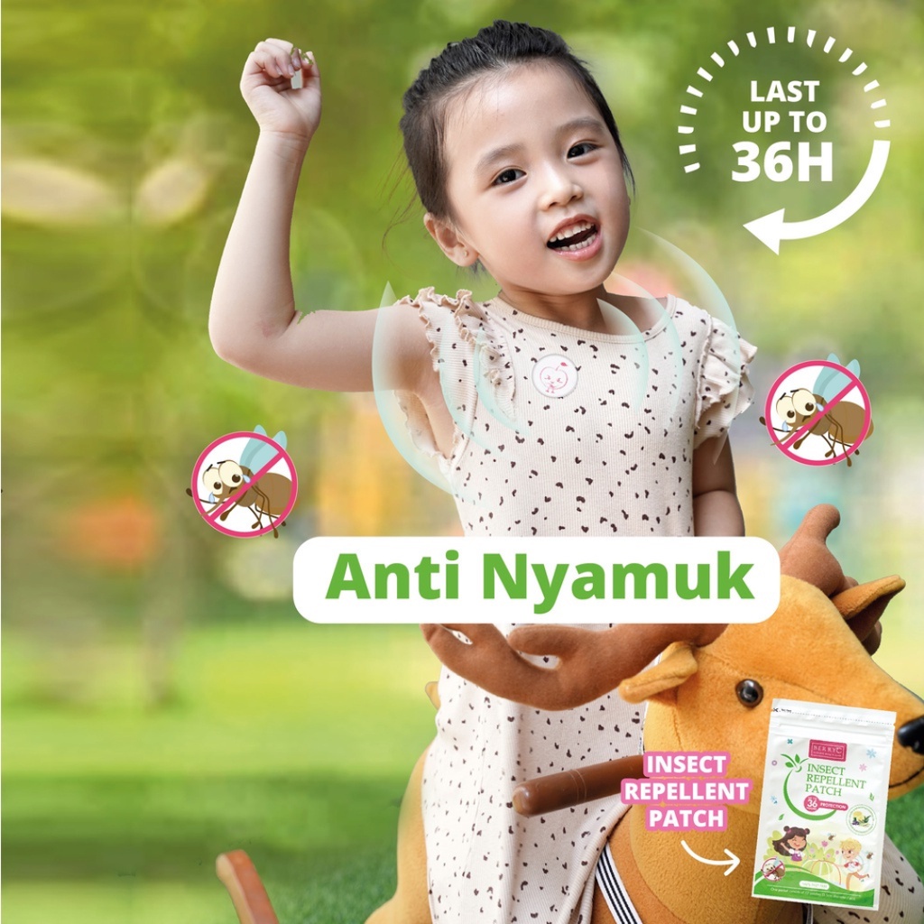 BERRYC Mosquito &amp; Insect Repellent Sticker 1 Pack Isi 12 Patch / Berry C Tempelan Stiker Anti Nyamuk &amp; Serangga Bugs Tahan Lama 36 Jam / Bahan Alami Non Toxic / BANDUNG