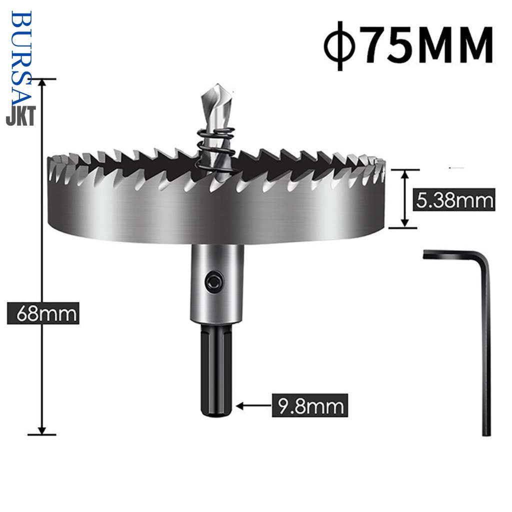 MATA BOR HOLE SAW STAINLESS STEEL PELUBANG BESI PLATE METAL DRILLING LOGAM 75 MM