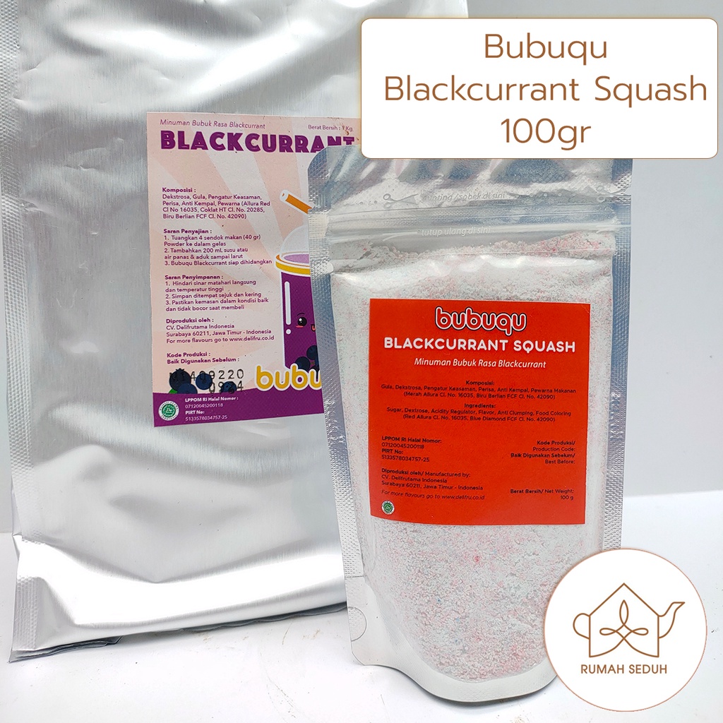 

Bubuqu Blackcurrant Powder 100gr - Minuman Bubuk Black currant Blekaren
