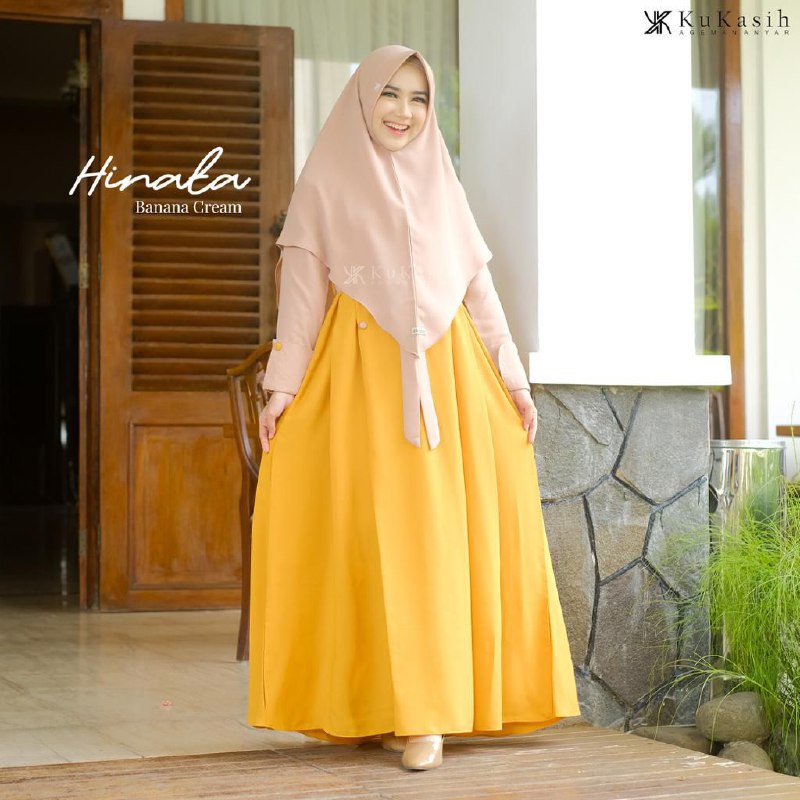 Hinata Dress Sett by Kukasih | gamis Polos Sett Khimar
