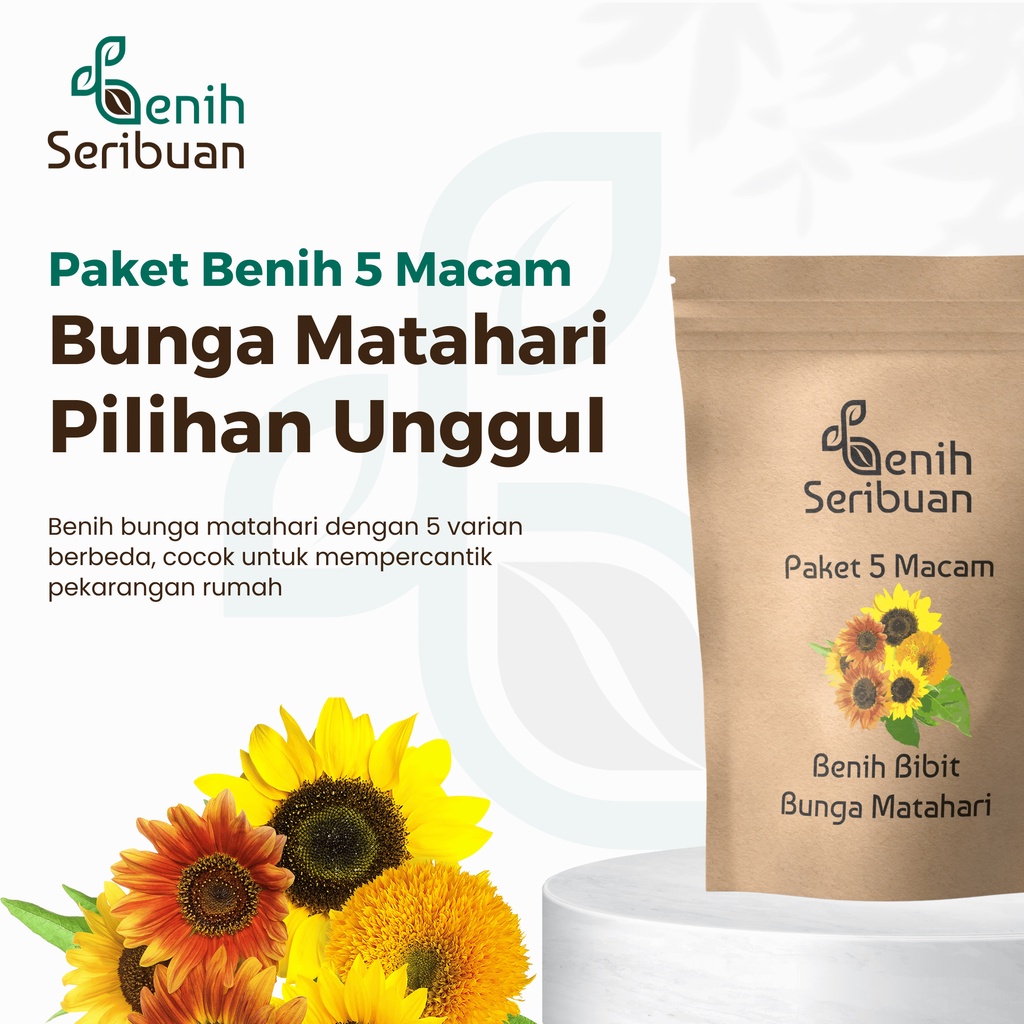 Benih Seribuan - Paket 5 Macam Bibit Bunga Matahari Unggul