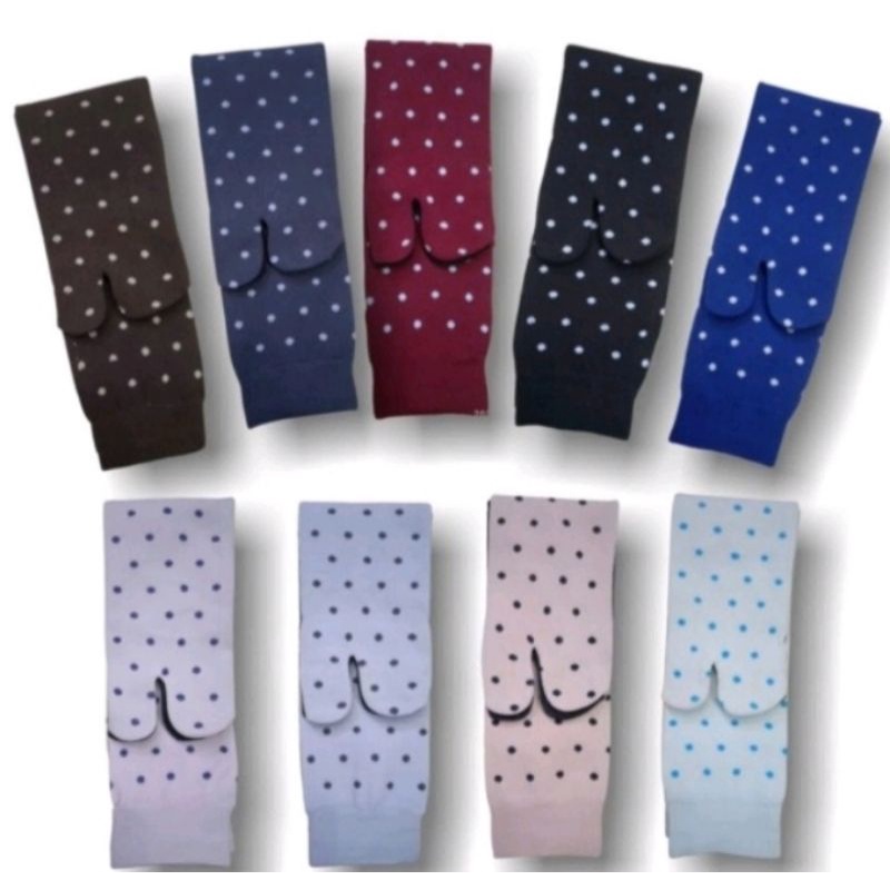 (12 PASANG) kaos kaki jempol motif polkadot wanita muslimah warna random kualitas premium super lembut