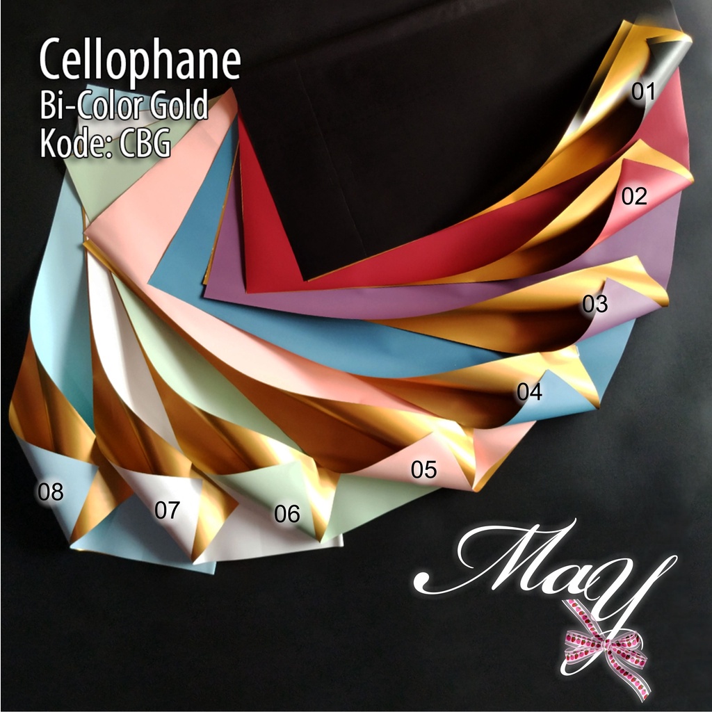 

1 lembar Cellophane Bi-color Gold Solid Flower Wrapping Bungkus Bunga Buket (CBG)