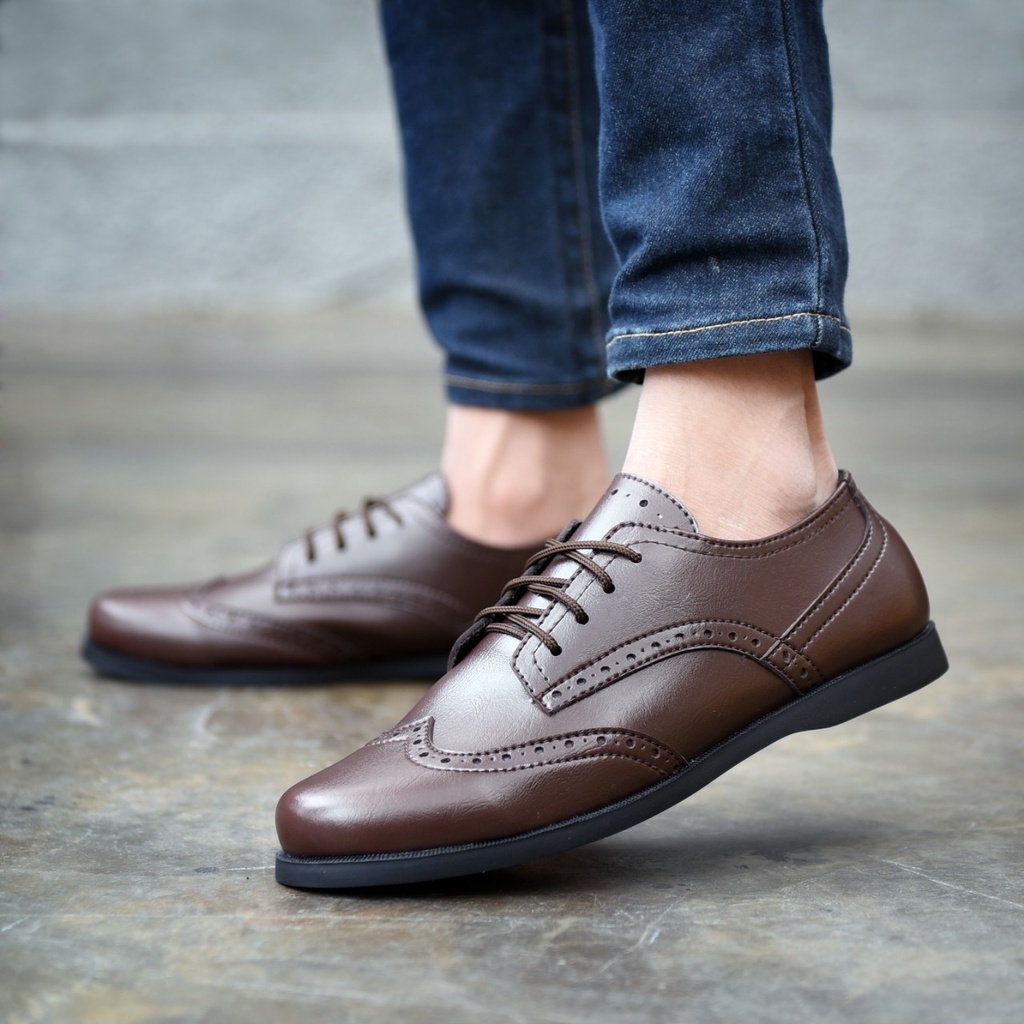 RIONZ X VERON SERIES - Sepatu Formal Casual Pantofel Pria Resmi Formal Kasual Hitam Coklat Brown Black Kantor Kuliah Kondangan Kerja Dinas Guru Terbaru Rerlaris Murah