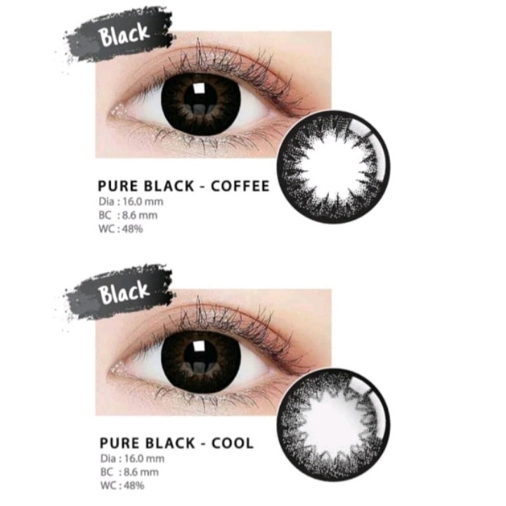 SOFTLENS PURE BLACK COOL DIA 16MM BIG EYES(NORMAL)