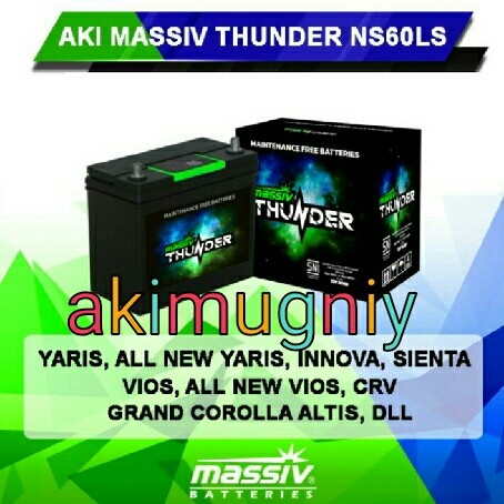 Aki massiv thunder ns60ls 46b24ls 12v 45ah aki kering ns gs yuasa
