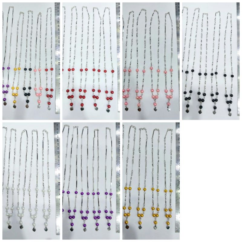 Kalung Monel Mutiara Stainless Steel 12buah Kulakan Grosir