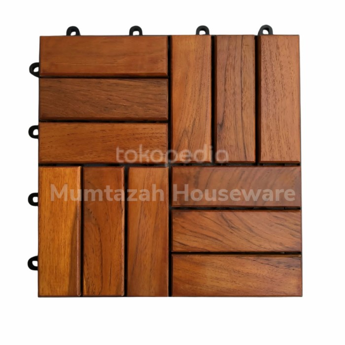 Lantai Lantai Kayu Jati Bongkar Pasang Decking Tile Kayu Motif Zigzag