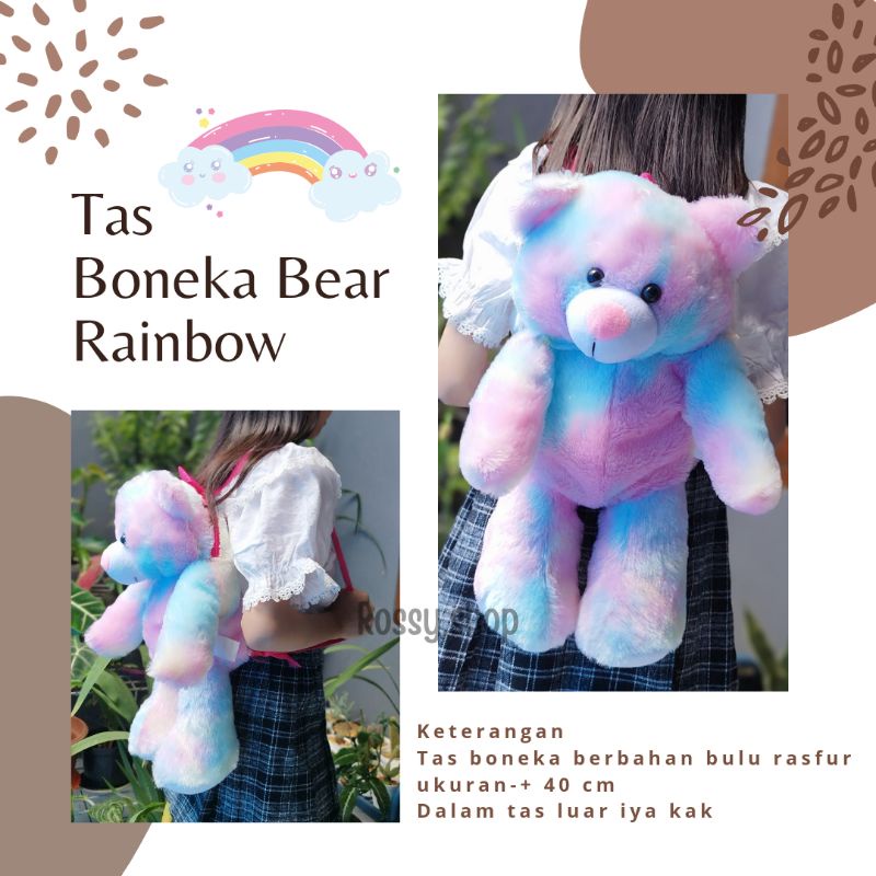 tas boneka bear gandong/tas bear rainbow/tas boneka anak/tas boneka beruang
