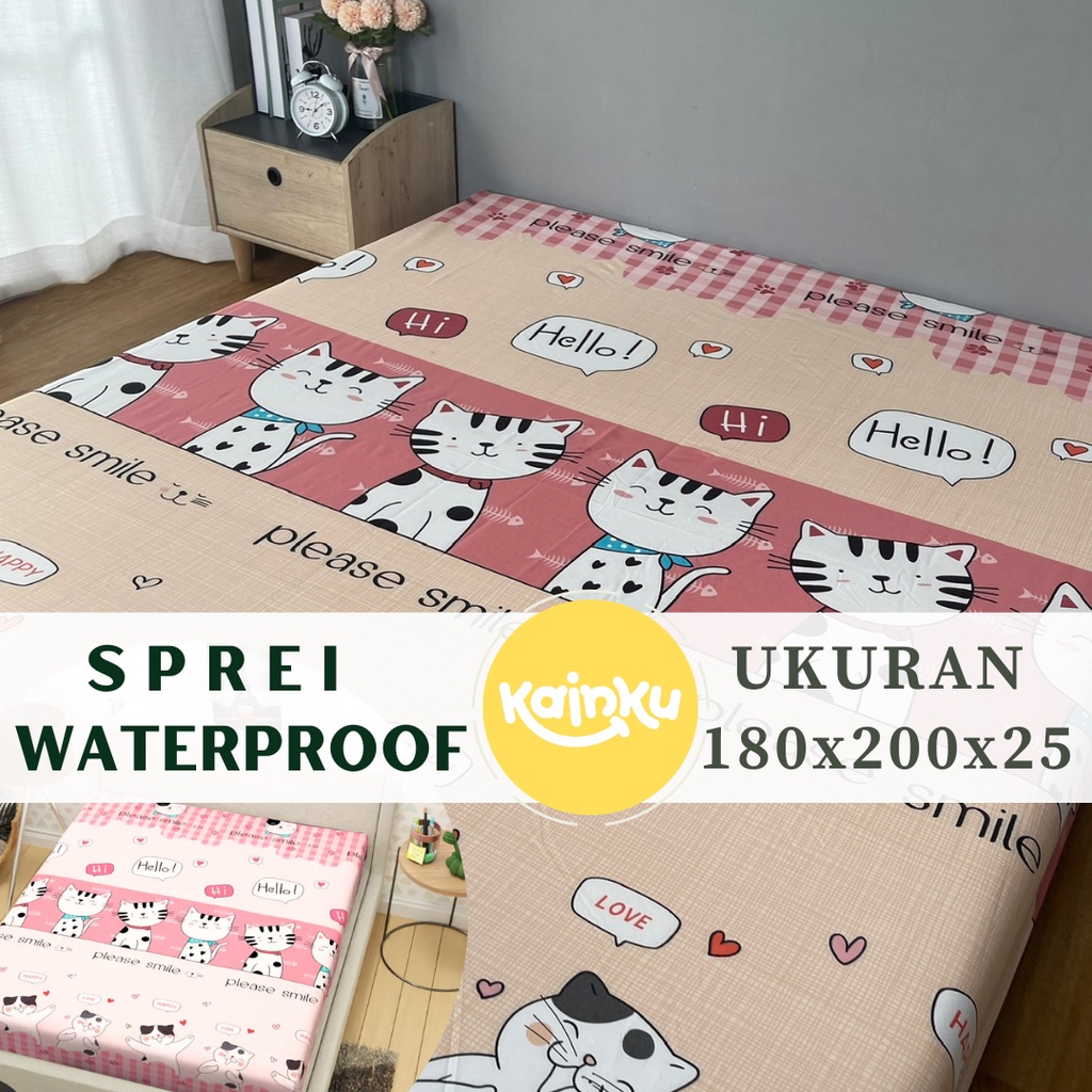 Sprei Tinggi 25 Waterproof  Ukuran 180x200 MOTIF anti air anti ompol #WP180T25