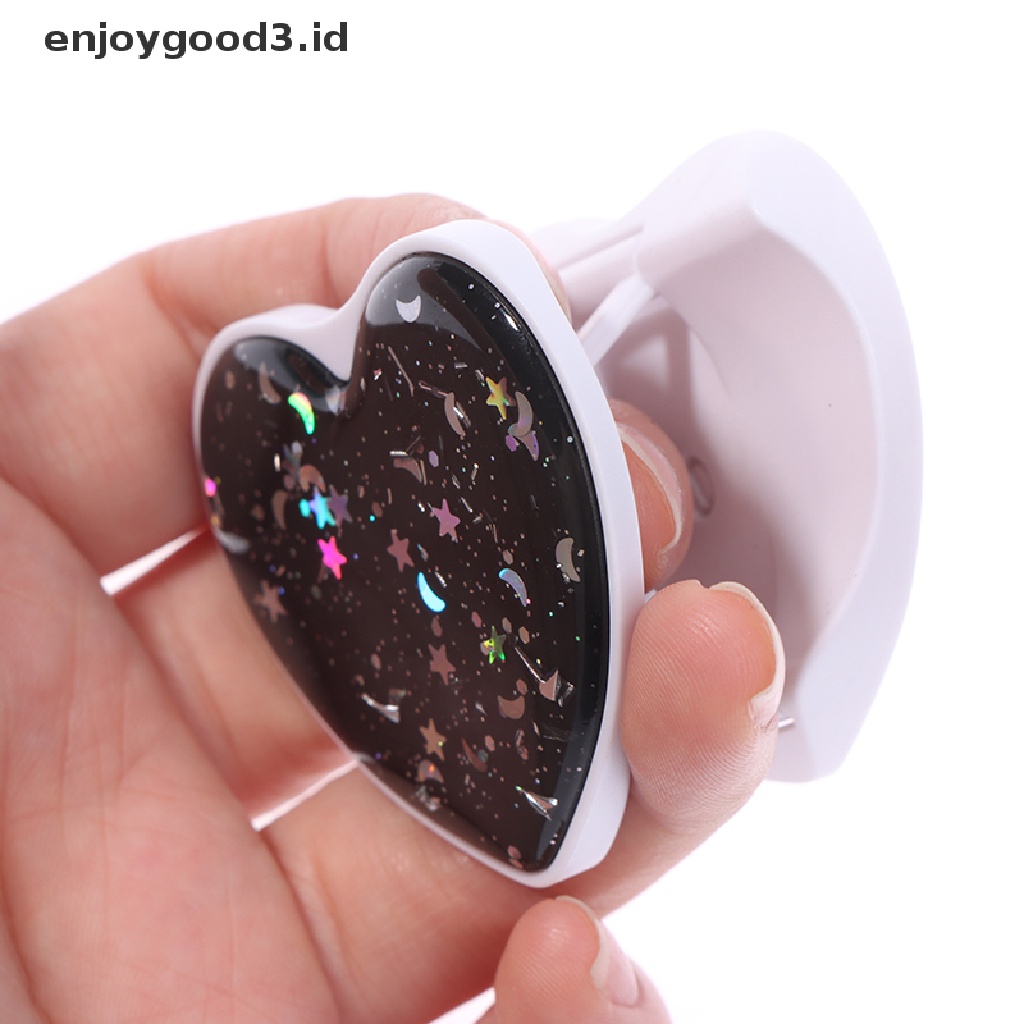 [Rready Stock] Grip Stand Dudukan Handphone Glitter Lipat Bulat Hati Universal (ID)