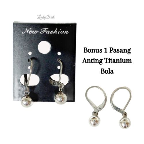 Gelang Tangan Titanium anti karat Wanita Bola Krincingan Bonus 1 Pasang Anting Bola - Lovelybutik