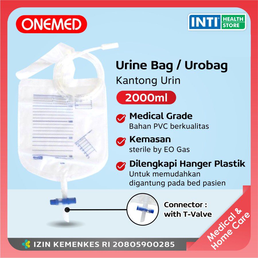 ONEMED - Kantong Urine Bag UROBAG 2000ml T-Valve One Med