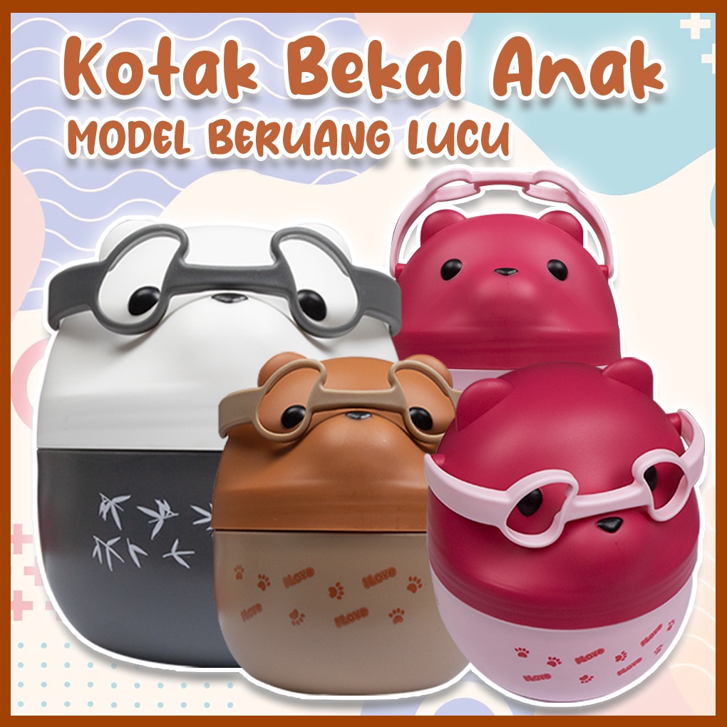 01-Kotak Bekal Makanan Anak Model Beruang Lucu