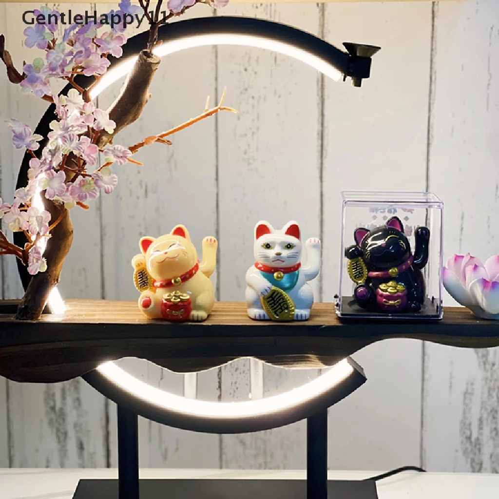 Gentlehappy 1Pc Hiasan Kucing Keberuntungan Mini Solar Otomatis Melambai Dekorasi Mobil Lucky Cat id