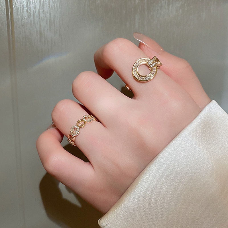 Temperamen Jepang Pesona Mutiara Camellia Zirkon Daun Pembukaan Adjustable Cincin Wanita Manis Perhiasan Pesta Pernikahan