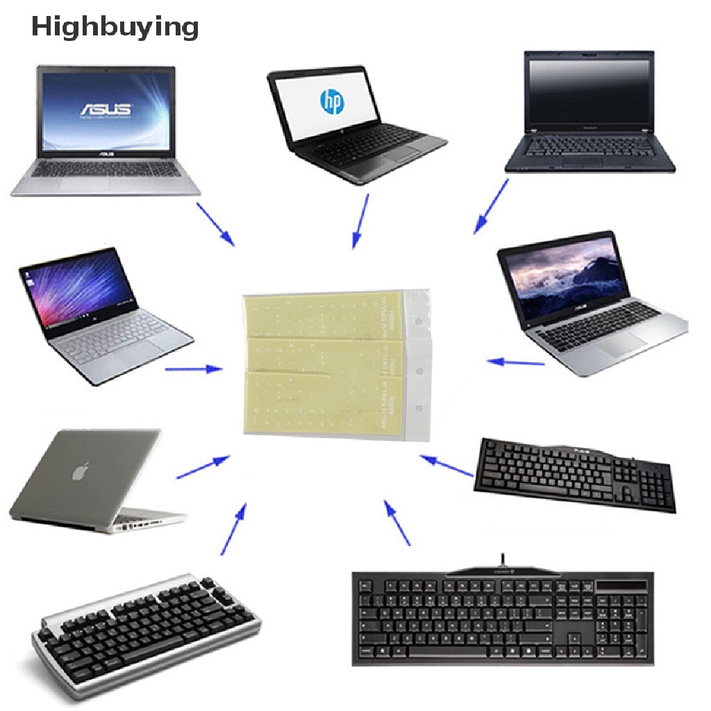 Hbid Stiker Alfabet Keyboard Laptop/Desktop Ibrani Putih Di Background Transparan Glory