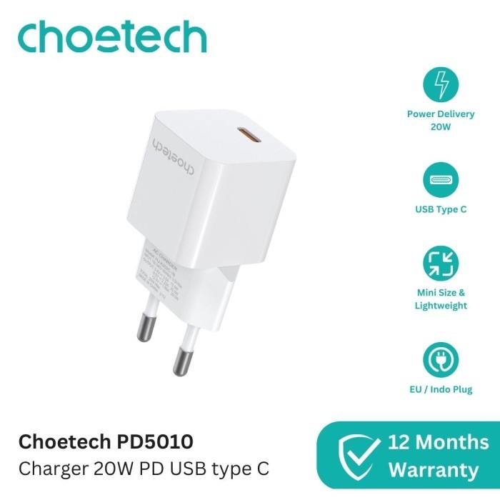 Choetech PD5010 Charger 20W PD USB Type C Iphone Ipad Power Delivery