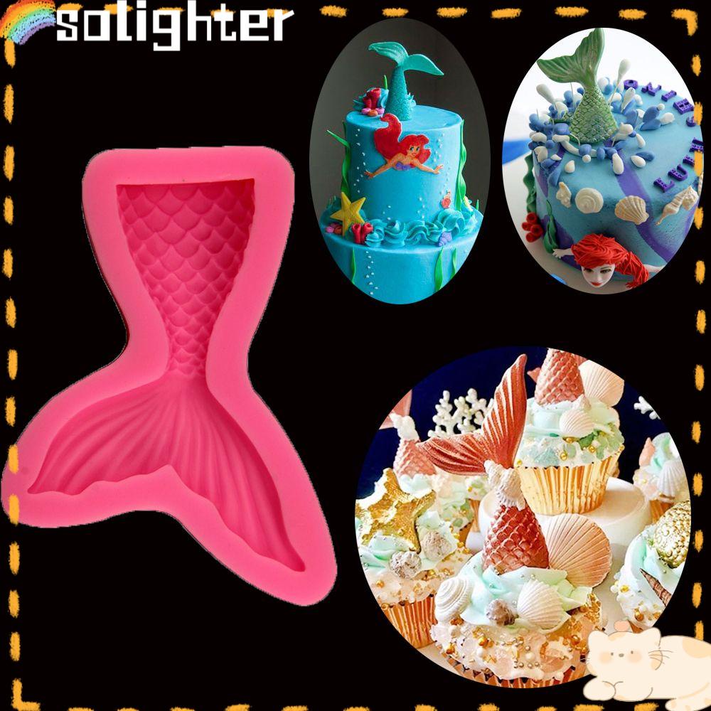 Solighter Mermaid Cetakan Silikon DIY Coklat Membuat Kue Kering Fondant Permen Clay Sugar Craft Baking Tool