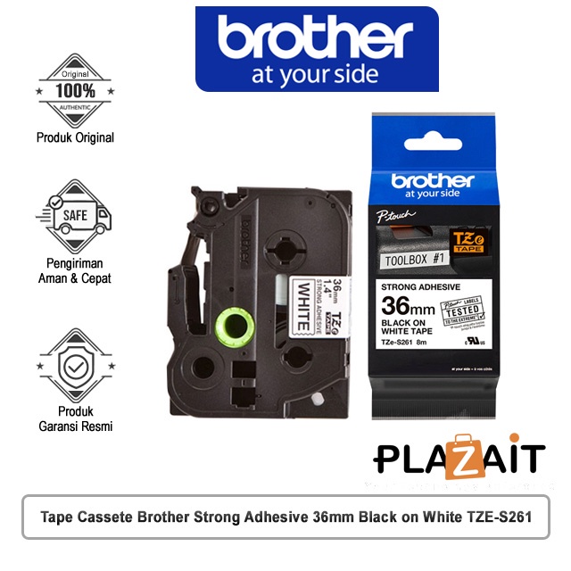 

Tape Cassete Brother Strong Adhesive 36mm Black on White TZE-S261