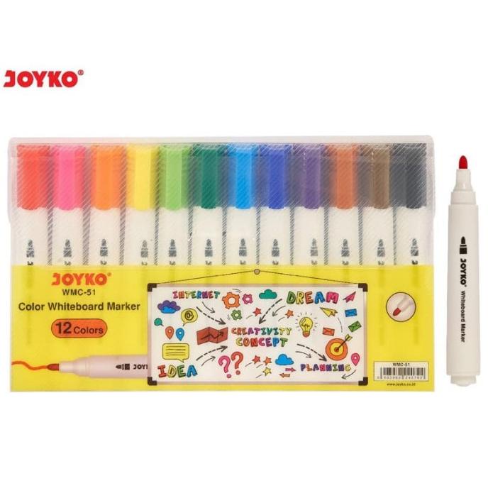 

Joyko Color Whiteboard Marker WMC - 51 12 Color / Spidol Papan Tulis BRG BARU