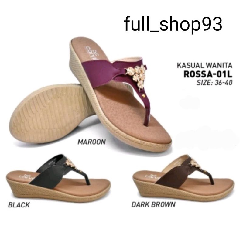 CARVIL ROSSA 01 #TERBARU SANDAL WEDGES WANITA 100% ORI