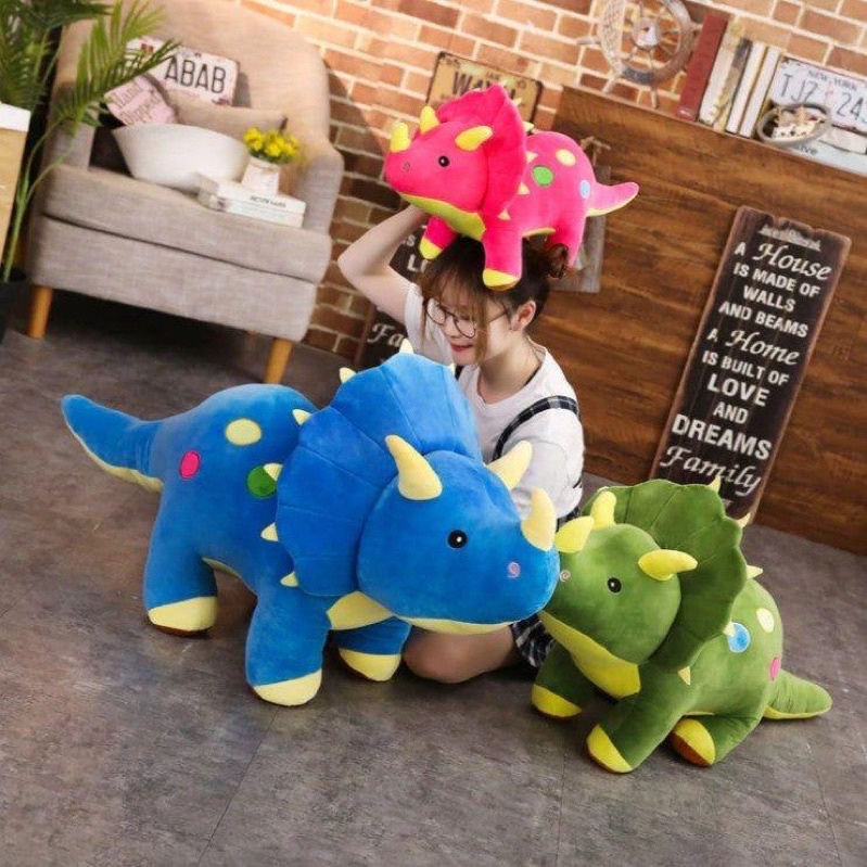 BONEKA ANIMAL DINOSAURUS TRICERATOPS 30cm/PLUSH TOYS SUPER SHOFT / BONEKA TIREX