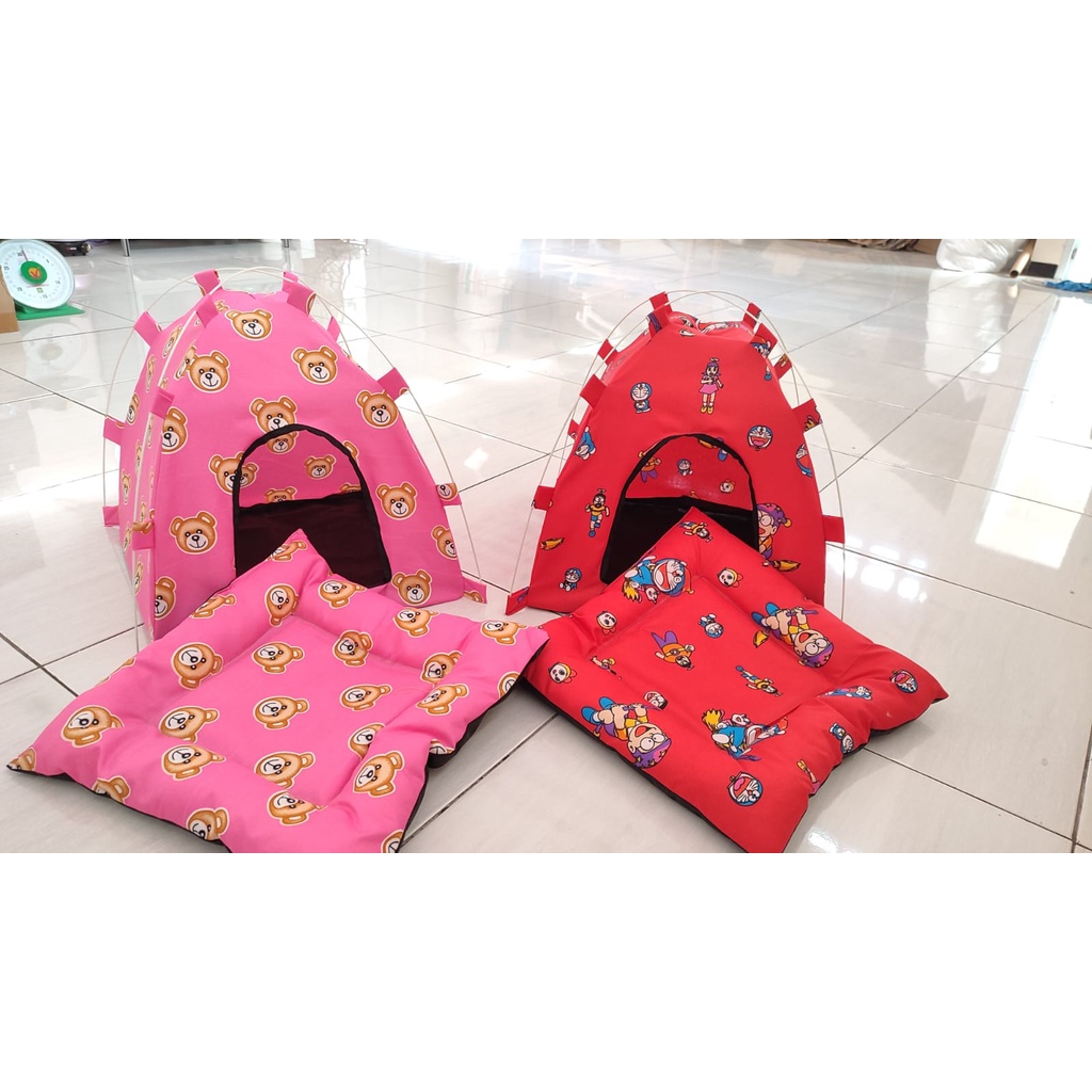 Tenda size 40x40x42 tenda kucing anjing plus kasur