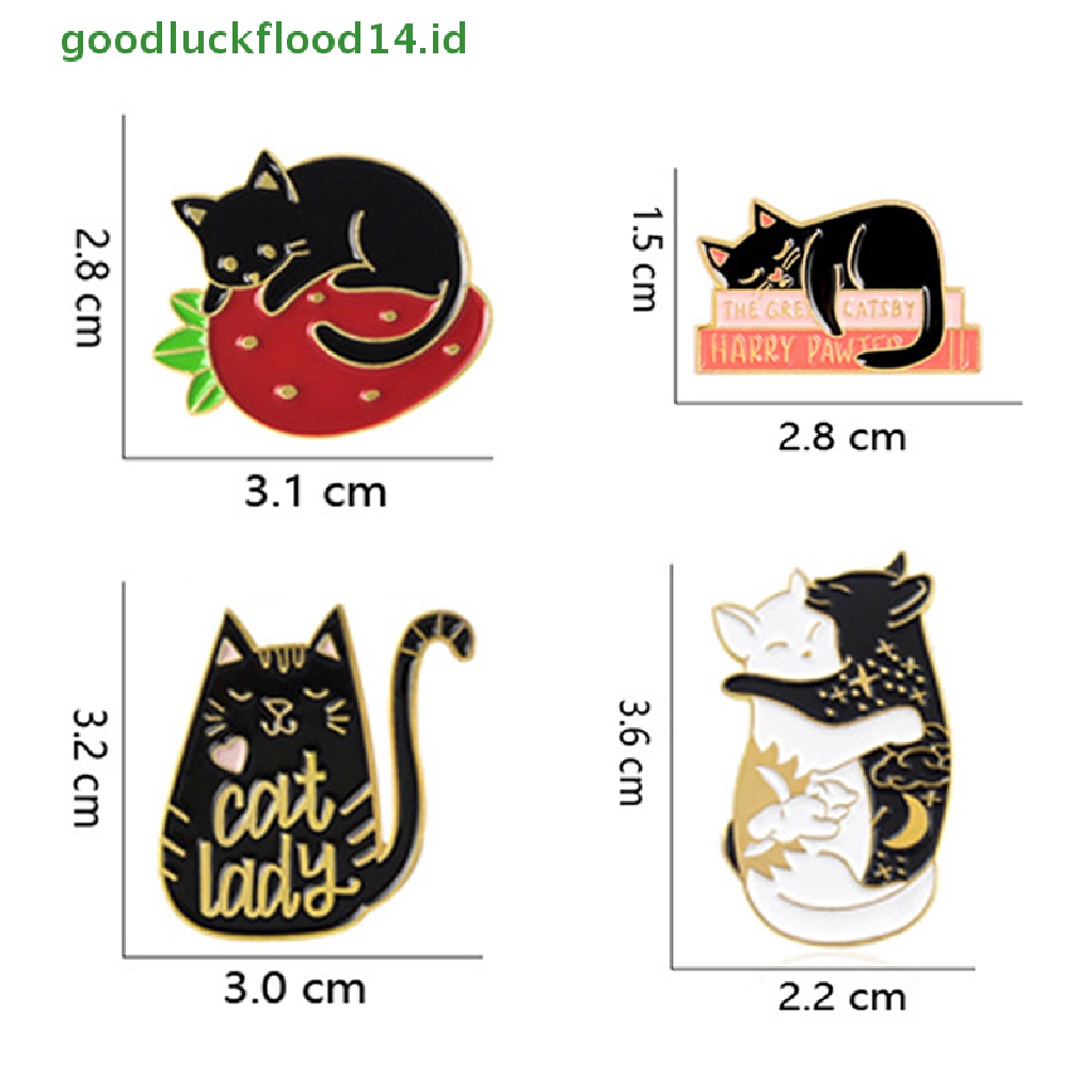 [GOOGFOUR] 4 Pcs Kucing Yang Indah Enamel Pin Kitten Lencana Bros Tas Pakaian Kerah Perhiasan Hadiah [TOP]