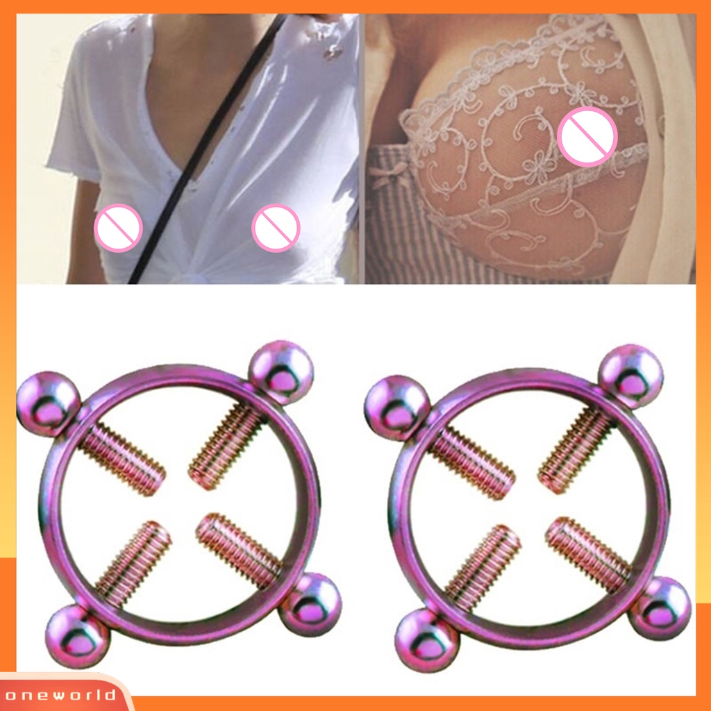 {oneworld} 1pc Bulat Palsu Non-Piercing Nipple Shield Cincin Sexy Payudara Tubuh Perhiasan Hadiah