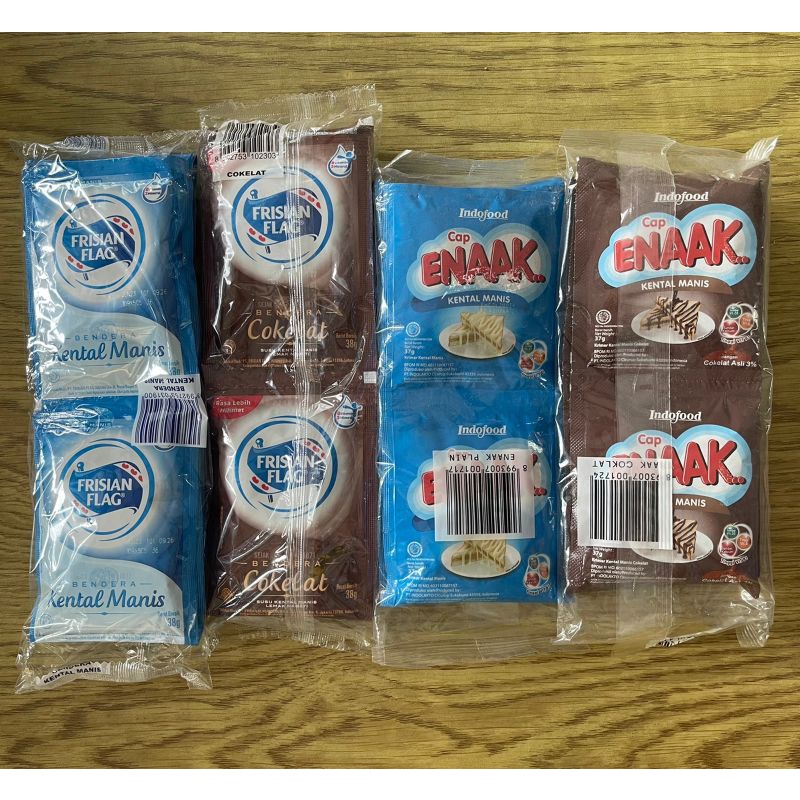 

Susu Kental Manis Sachet Cap Enak / Frisian Flag Cokelat / Putih