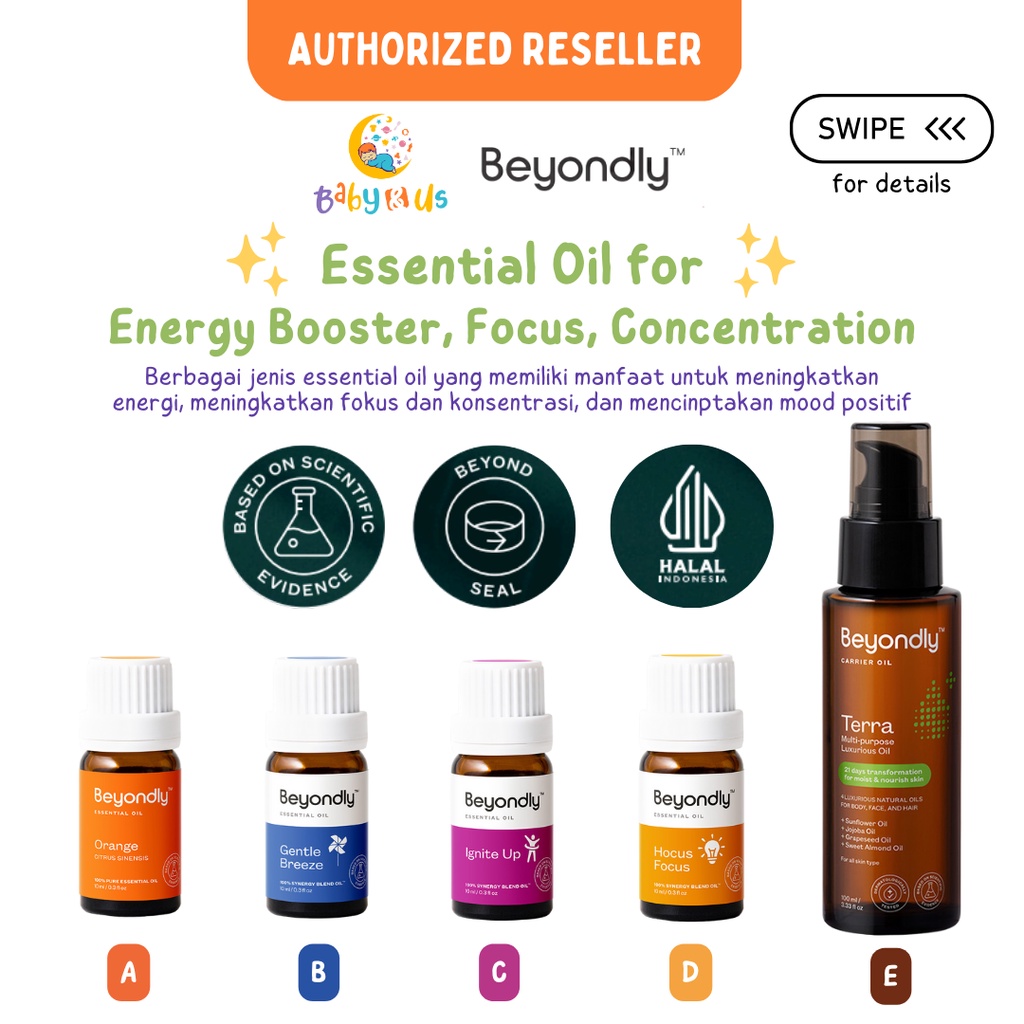 Beyondly Essential Oil - Meningkatkan Konsenstrasi Belajar Bekerja / Energy Booster Olahraga - Minyak Aromaterapi / Minyak Esensial