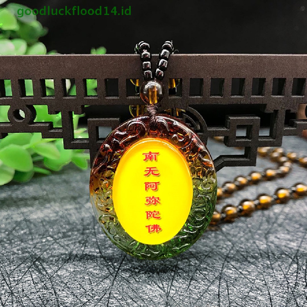 [GOOGFOUR] Kalung Liontin Kaca Buddha Lucky Amulet Namo Amitabha Untuk Wanita Pria [TOP]