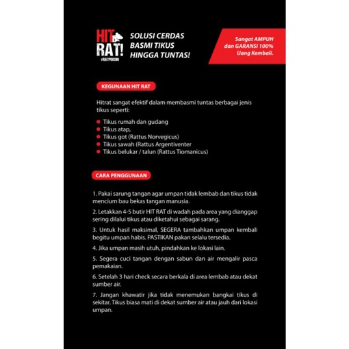 BELI 1 GRATIS 1 RACUN TIKUS MAO WANG AMPUH MATI DI TEMPAT / PEMBASMI TIKUS HITRAT 100 GR FREE SARUNG TANGAN HIT RAT BUKAN BAYRATT RAT KILLER ANTI TIKUS