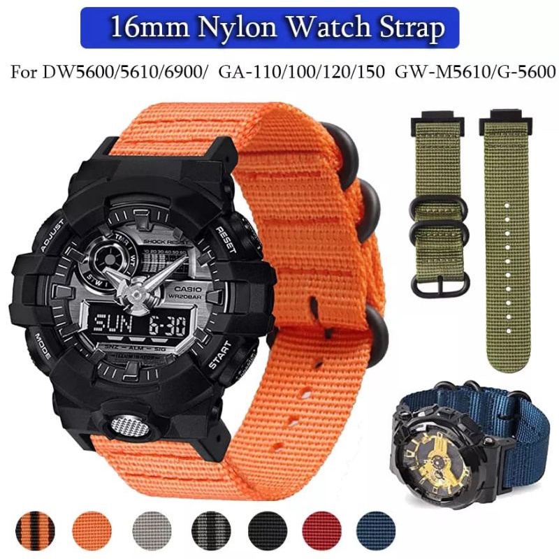 JXRZ Tali Strap Kanvas Nato Casio G-Shock 16Mm Gshock Ga110 Dw5600 Hybrid