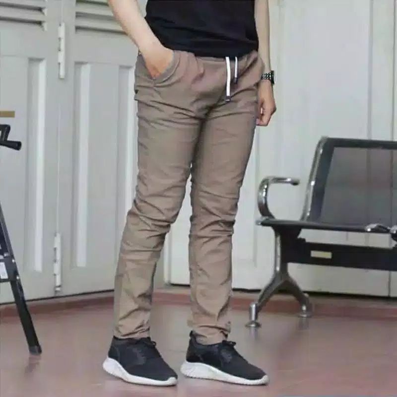 (BISA COD)CELANA PANJANG PRIA RIP PINGANG KARET DEWASA//CHINO PANTS//CASUAL