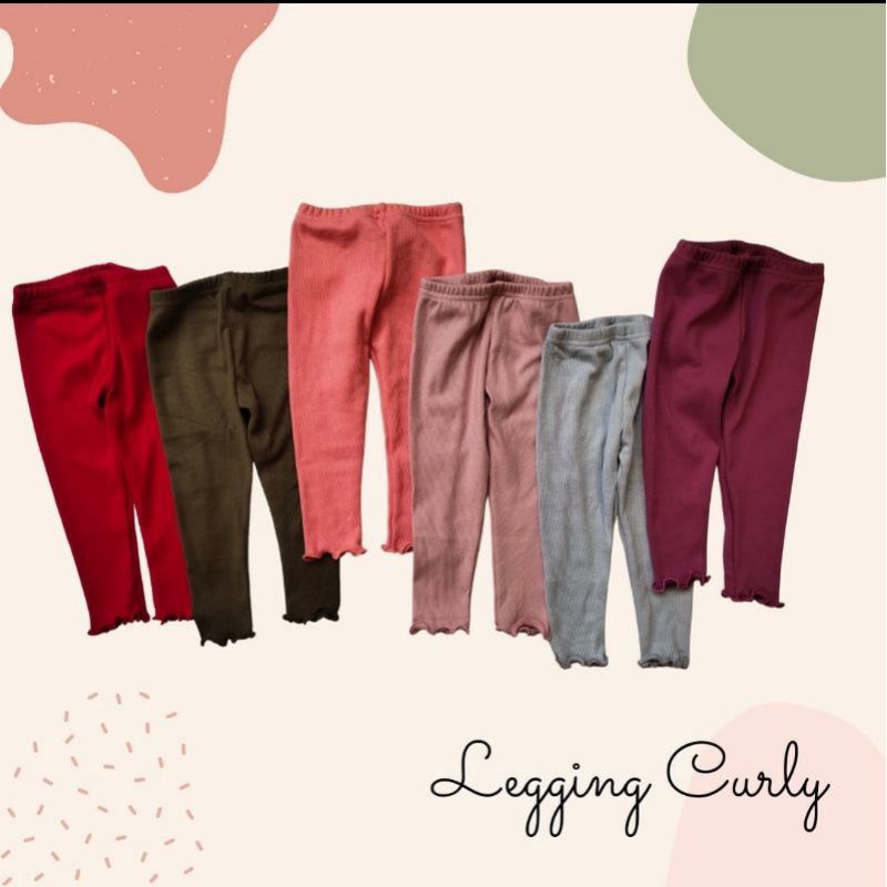 Celana Legging Anak Curly Ruffle Knit Tee | Bawahan Celana Anak Bahan Rib Knit Halus dan Lembut | Bawahan Anak Cewek