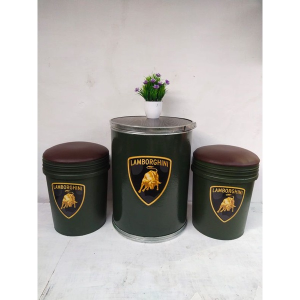 kursi tong,kursi kaleng,kursi cafe,kursi teras,kursi tong plastik (2Bangku+1Meja)