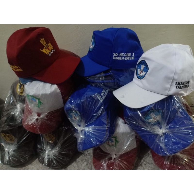 TOPI SD | TOPI SMP | TOPI SMA CUSTOM BORDIR IDENTITAS SEKOLAH