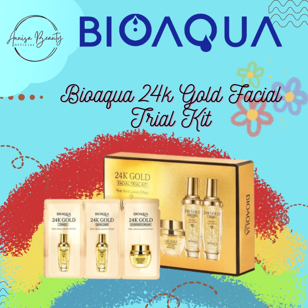 【BPOM】BIOAQUA 24K Gold Facial Trial Kit (3g+3g+3g) ×10pcs Contains toner/serum/essence cream