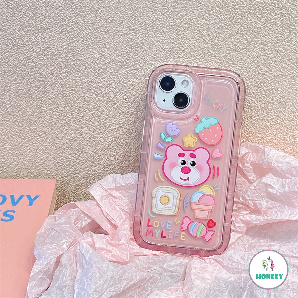 Soft Case TPU Transparan Anti Ketukan Motif Strawberry Untuk IPhone 14 13 12 11 Pro Max