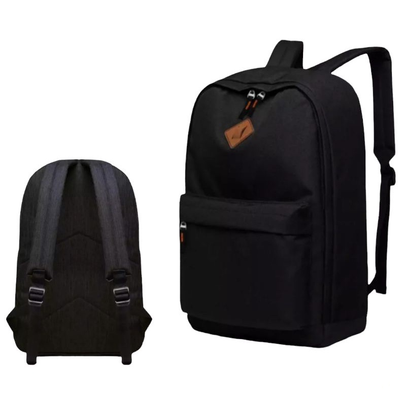 Ransel Polos Pria Wanita Tas Sekolah Warna Hitam Polos Tas Sekolah SMA SMP Kuliah Ada Slot Laptop Ta