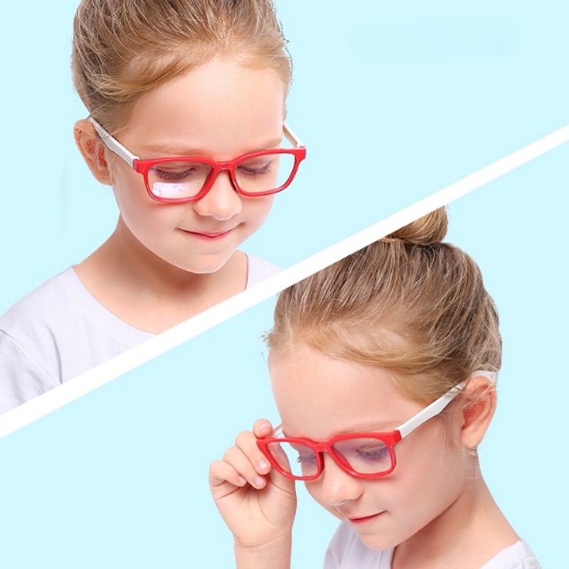 (YUZHU) Kacamata Lensa Yang Dapat Diganti Kacamata Anti Radiasi Untuk Anak-Anak Kacamata Fleksibel Goggle Candy Color Square Frame Anti Blue Light Eyeglasses