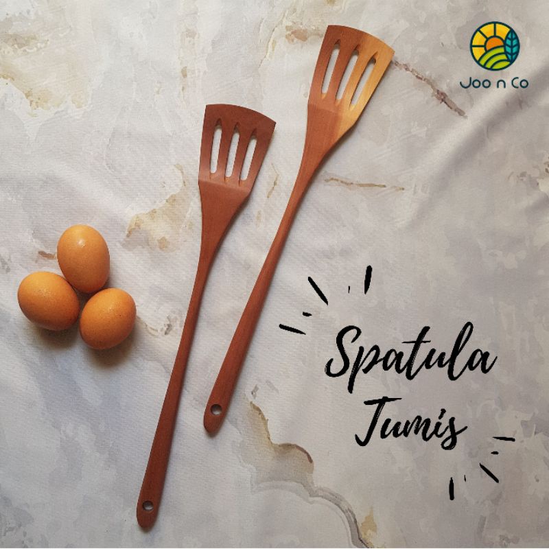 ☀️Joo.N.Co☀️ Spatula Tumis Kayu Panjang Premium / Natural Wood Spatula / foodgrade