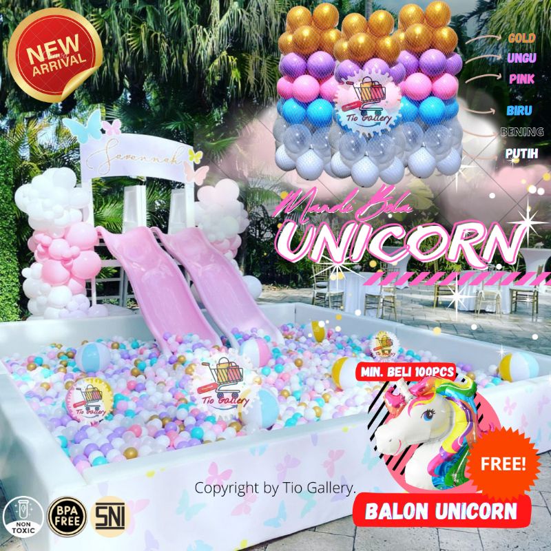 Bola Mandi Anak Warna Unicorn Kualitas SNI isi 100pcs 1kg