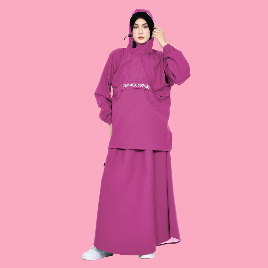 Jas hujan wanita Rok Mantel hujan setelan baju dan rok dewasa bahan Tebal kuat lentur anti rembes Model Saku Kangguru