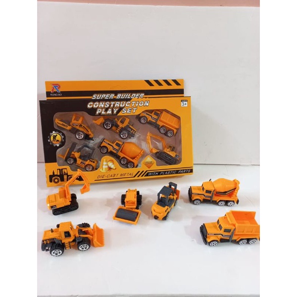 Mainan mobil diecast contruction play set truck isi 6 / diecast mainan anak