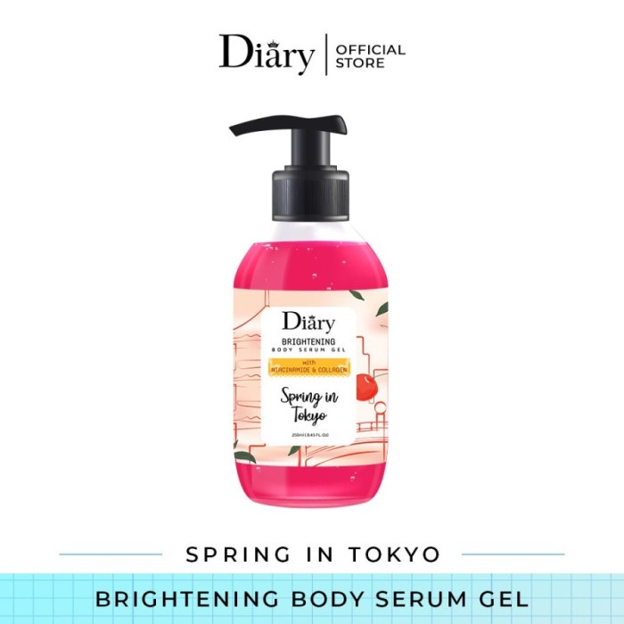 SERUM BADAN PENCERAH KULIT DIARY BRIGHTENING BODY SERUM GEL 250ML DIARY BPOM BSG VANILLA