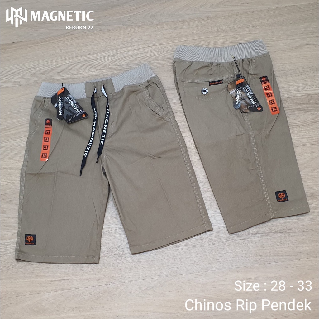 Celana Pendek Chinos Rip Kolor Premium Pinnggang Karet Abu Hitam MOcca Krem Size 28 Sampai 38