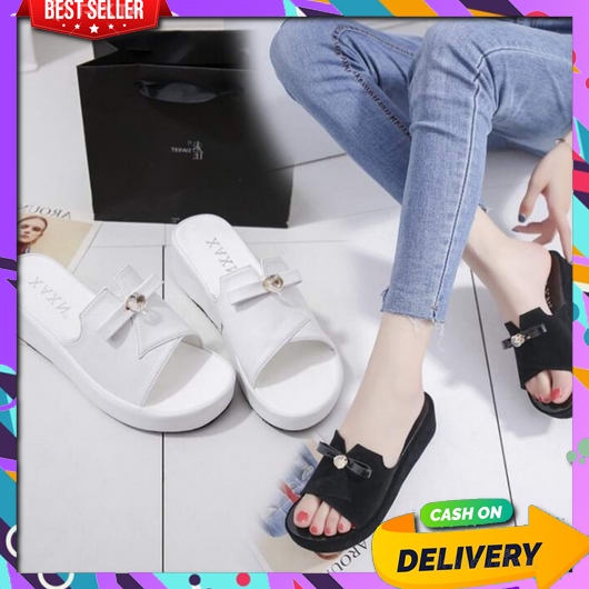 Wedges Wanita Kondangan Simple Elegan Import Selop Mewah Untuk Sehari Hari Weges Empuk Aesthetic Slo